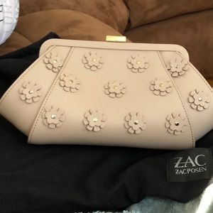 Zac posen clutch/ cross body in beige